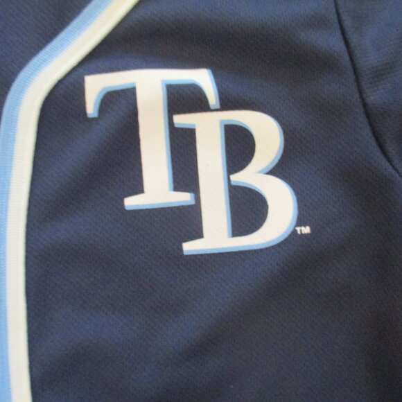 Genuine Merchandise Tampa Bay Rays blue baseball top Size S 6/7 - Picture 2 of 4